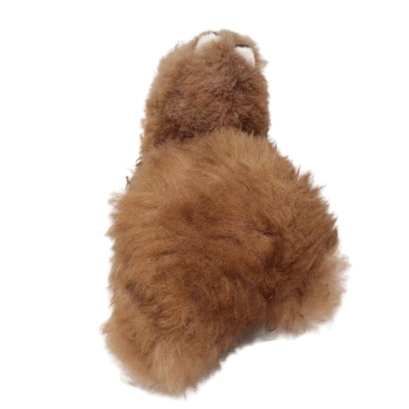 Handmade Brown Alpaca Fur Toy 9" Genuine Baby Alpaca Wool Standing Plush Stuffed - Picture 4 of 6